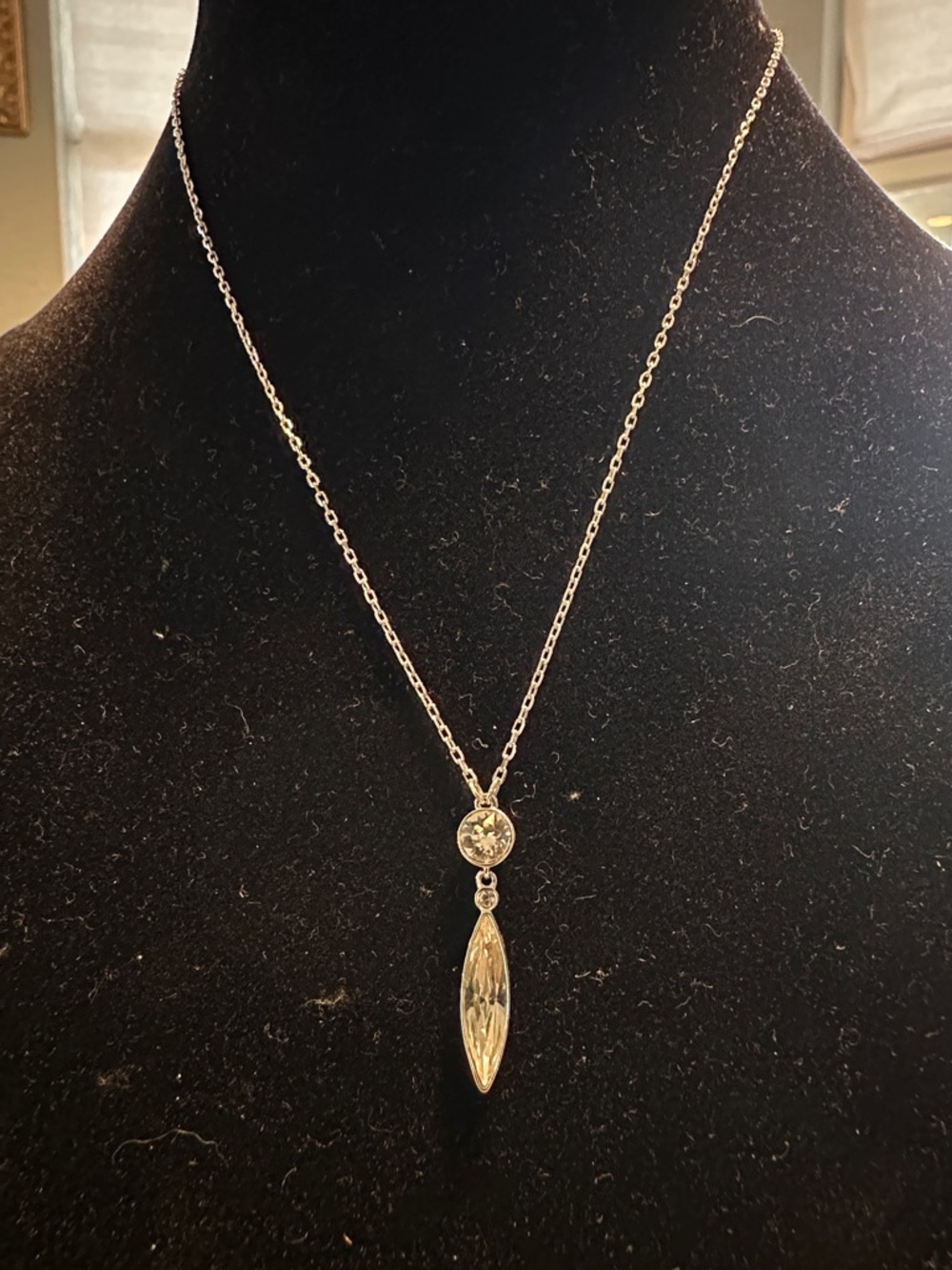 Swarovski Silver Crystal Drop Pendant Necklace